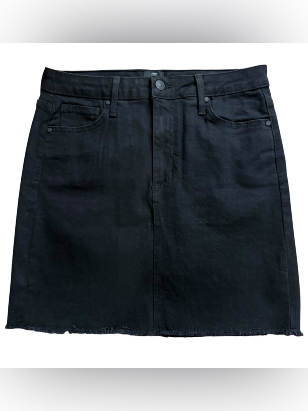 Just Black Denim Mini Skirt with Raw Hem